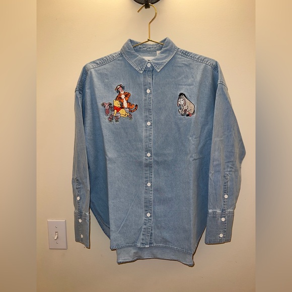 Disney Parks Winnie the Pooh Embroidered Denim Shirt NWT | XS - Picture 2 of 10